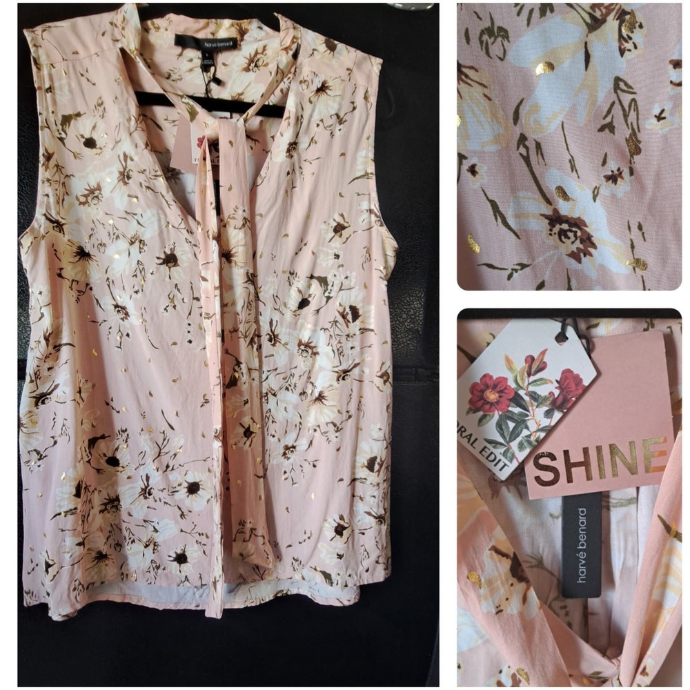 Harve Bernard NWT pink with gold shiny Blouse